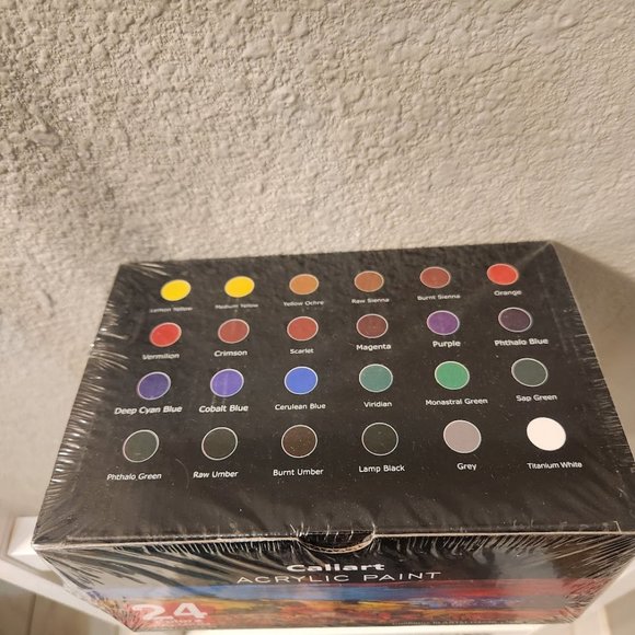 NEW 24 Caliart Acrylic Paint Set colors (59ml, 2oz) Art Craft Paints 12 brushes - Picture 7 of 8